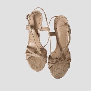 Michelle D Cream Tan Strappy Heels